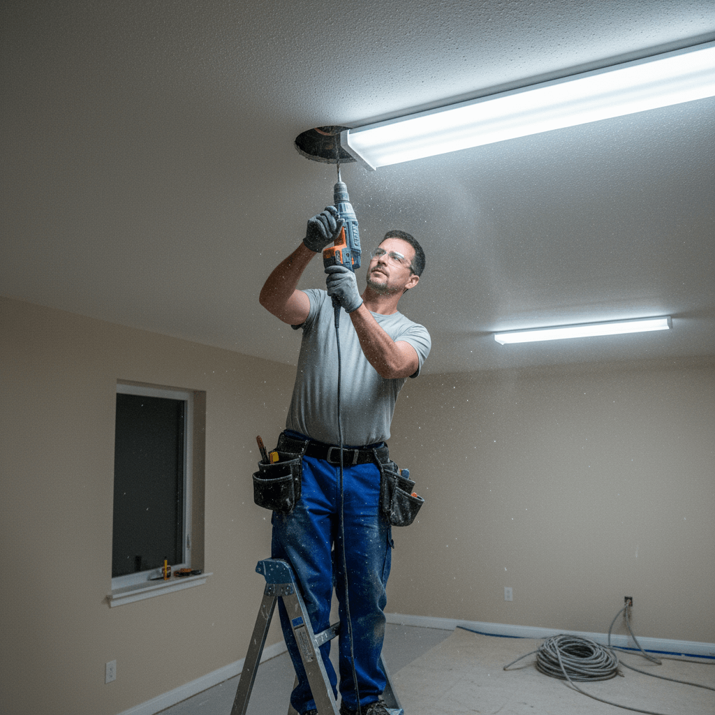 Elektroinstallation und Wartung von Rauchmeldern an der Decke